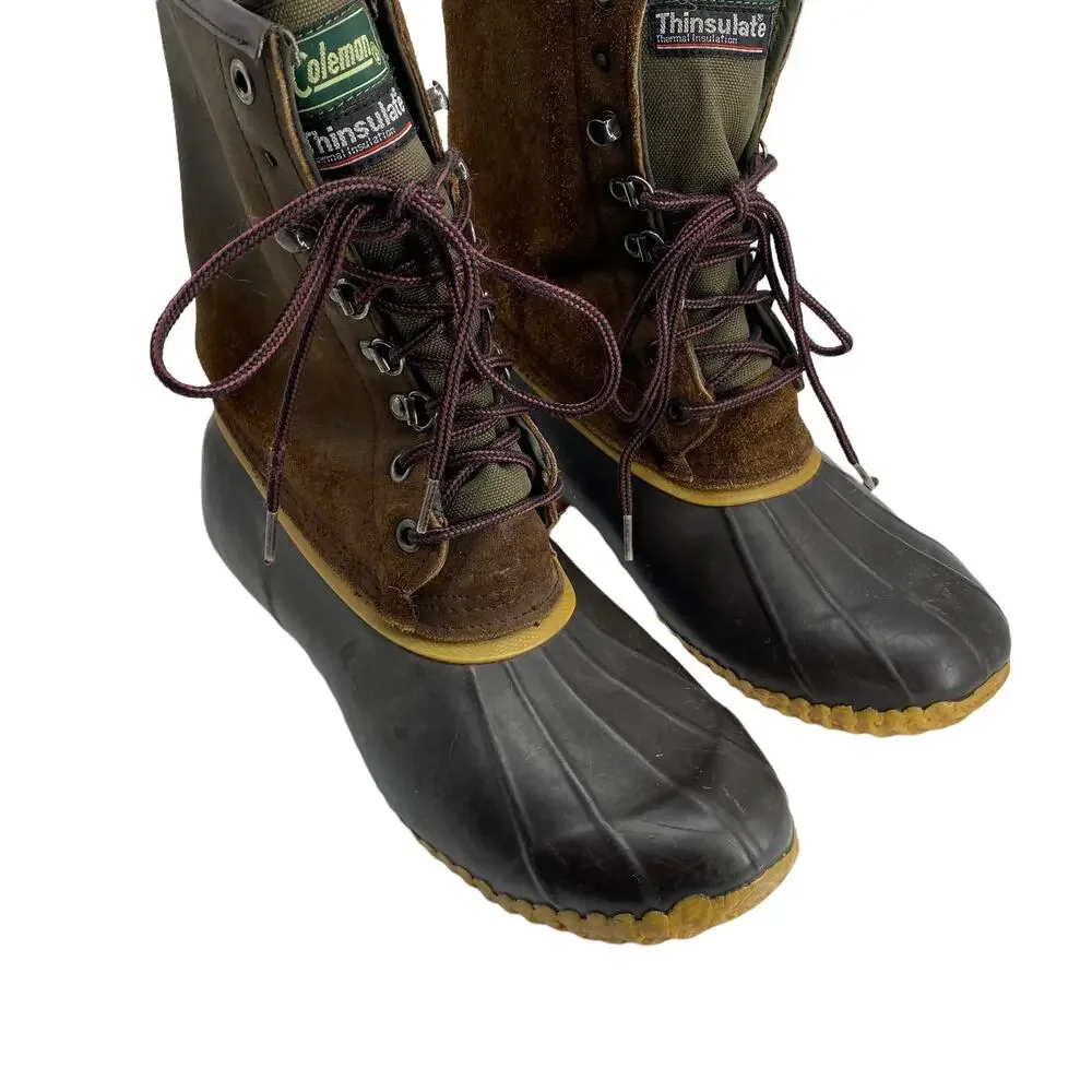 Men's Sz 10 COLEMAN Steel Shank Lace Up Duck Boots Thinsulate K998BR